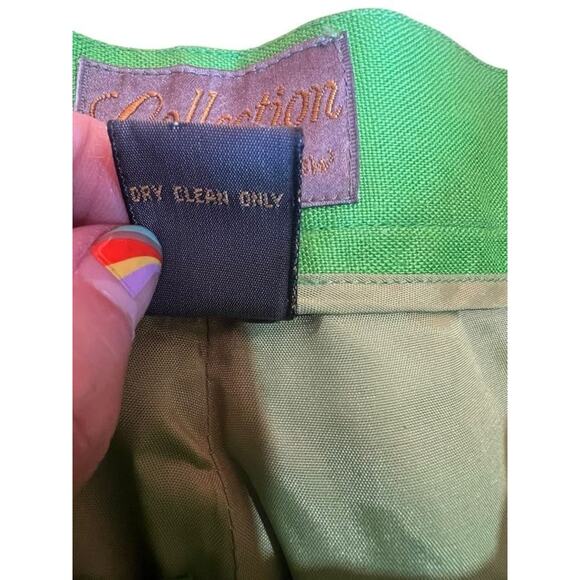 Point of View Collection Women's High Rise Preppy Shorts Linen Pleated Green 4 - Picture 5 of 9